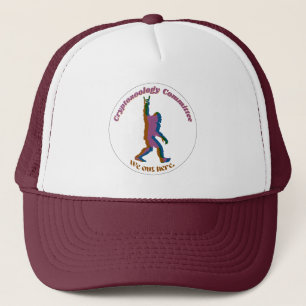 Cryptozoology Bigfoot Retro Font Maroon & Orange Keps