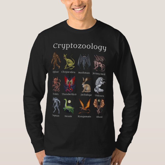 Cryptozoology Cryptid Creatures T Shirt (Framsida)