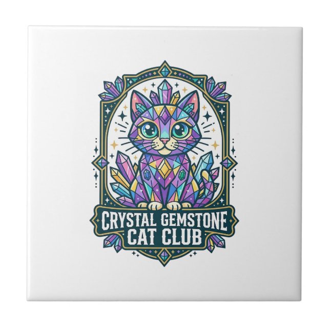 Crystal ädelstens katt kattmamma presentidé - Crys Kakelplatta (Framsidan)