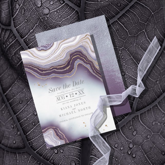 Crystal Agate Bröllop Amethyst ID825 Spara Datumet (Skapare uppladdad)