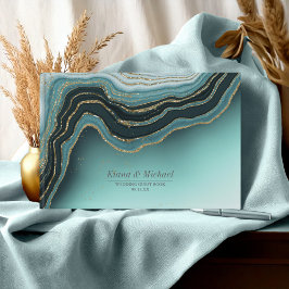 Crystal Agate Bröllop Teal ID825 Gästböcker