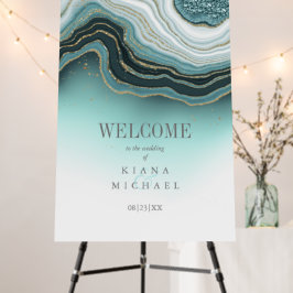 Crystal Agate Bröllop Welcome Teal ID825