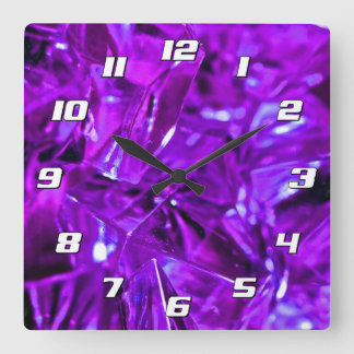 Crystal Ametyst Lila Gemstone med Numbers Fyrkantig Klocka