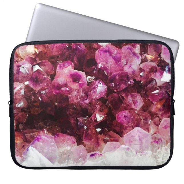 Crystal ametyst lila mineral laptop fodral (Framsidan)
