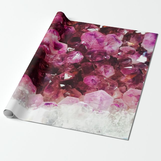 Crystal ametyst lila mineral presentpapper (Utrullad)