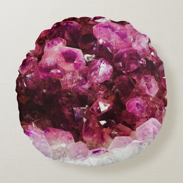 Crystal ametyst lila mineral rund kudde (Framsidan)