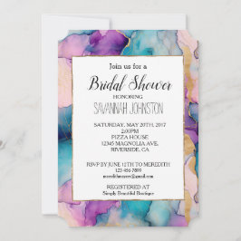 Crystal Aqua Blue Lila Rosa Möhippa Inbjudningar