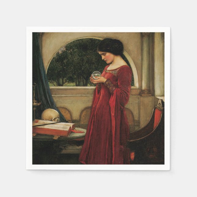 Crystal Ball Kvinna Waterhouse Målning Pappersservett (Framsidan)