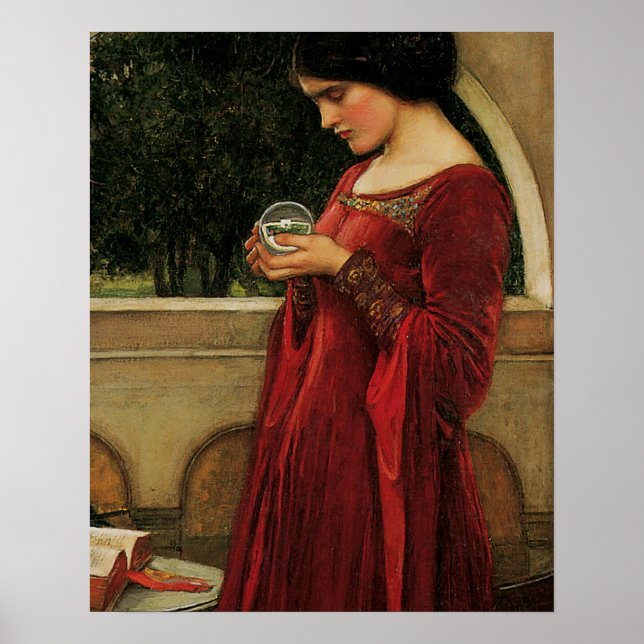 Crystal Ball Kvinna Waterhouse Målning Poster (Framsidan)