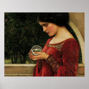 Crystal Ball Kvinna Waterhouse Målning Poster