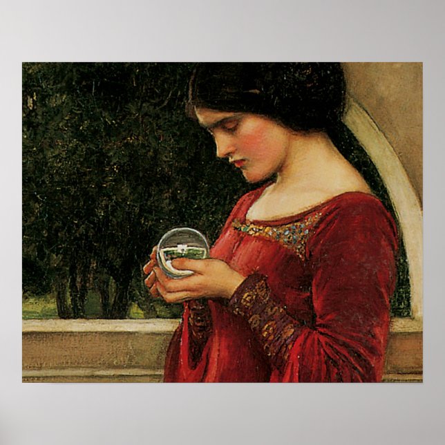 Crystal Ball Kvinna Waterhouse Målning Poster (Framsidan)