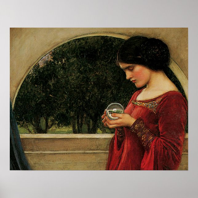 Crystal Ball Kvinna Waterhouse Målning Poster (Framsidan)