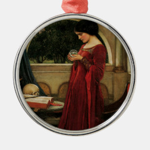 Crystal Ball Woman Waterhouse-målning Julgransprydnad Metall