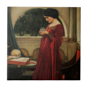 Crystal Ball Woman Waterhouse Målning Kakelplatta
