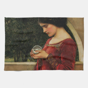 Crystal Ball Woman Waterhouse-målning Kökshandduk