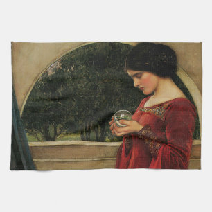 Crystal Ball Woman Waterhouse Målning Kökshandduk