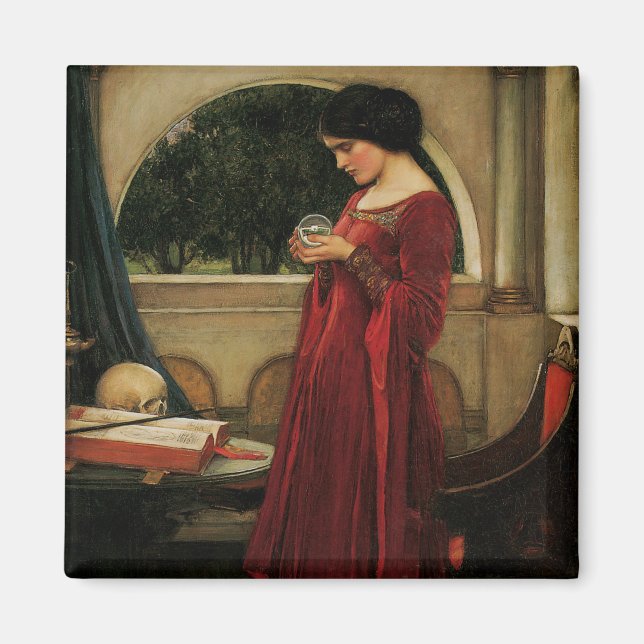 Crystal Ball Woman Waterhouse Målning Magnet (Framsidan)
