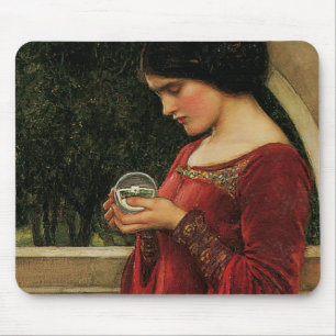 Crystal Ball Woman Waterhouse-målning Musmatta