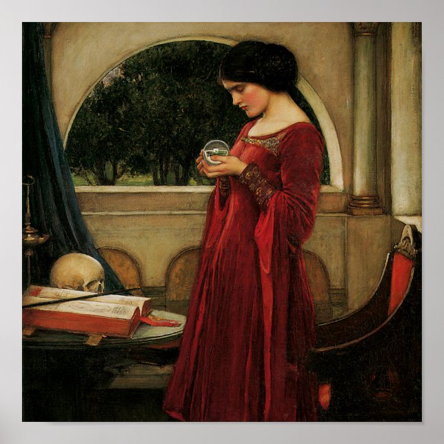 Crystal Ball Woman Waterhouse-målning Poster (Framsidan)