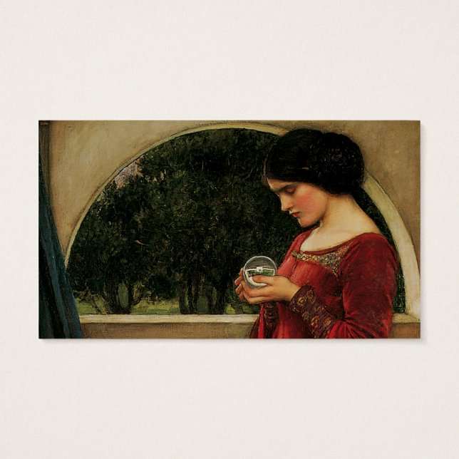 Crystal Ball Woman Waterhouse Målning Visitkort (Baksidan)