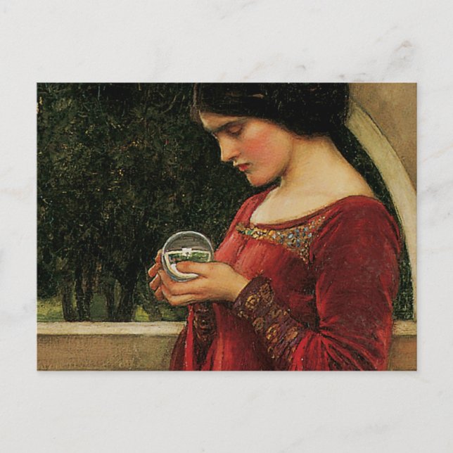 Crystal Ball Woman Waterhouse-målning Vykort (Framsida)