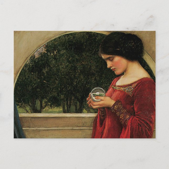 Crystal Ball Woman Waterhouse Målning Vykort (Framsida)