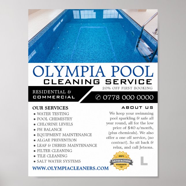 Crystal Bassäng, Swimming Bassäng Städning reklam Poster (Framsidan)