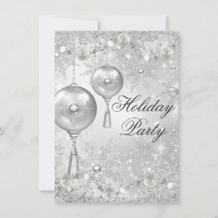 Crystal Bauble & Snöflinga Julfirande Julfest Inbjudningar