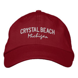 Crystal Beach Michigan Embroidered Hat Broderad Keps