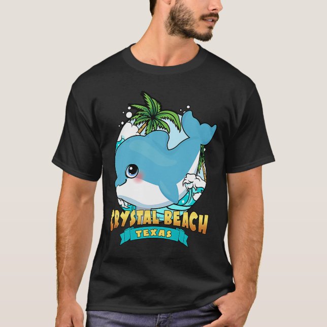 CRYSTAL BEACH TEXAS Cute Baby Dolphin Beach Souven T Shirt (Framsida)