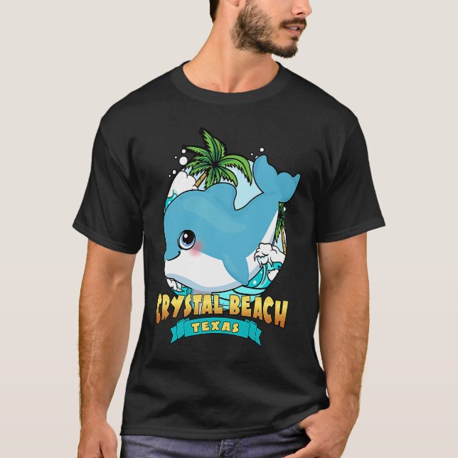 CRYSTAL BEACH TEXAS Cute Baby Dolphin Beach Souven T Shirt (Framsida)