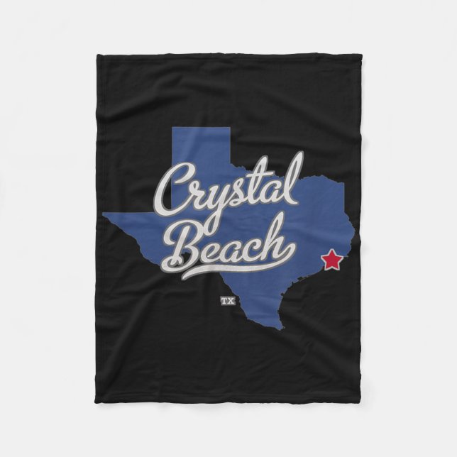 Crystal Beach Texas Tx Karta Fleecefilt (Framsidan)