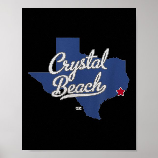 Crystal Beach Texas Tx Karta Poster (Framsidan)