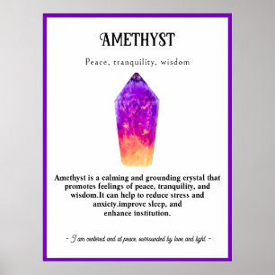 Crystal betyder läkning,Gemstone, Andlig Wall Poster