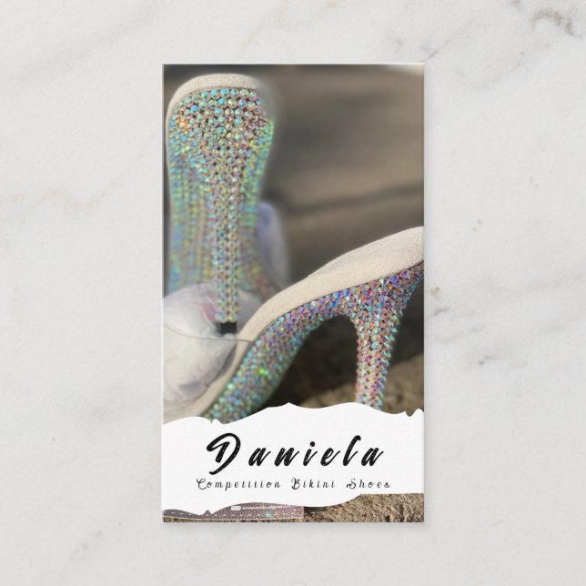 Crystal Bikini Fitness Competition Shoes Women Visitkort (Framsida)