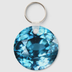 Crystal blåttGemstoneZircon December Birthstone Nyckelring