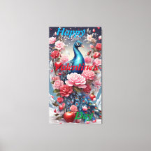 Crystal Blooms Wonderland: Peacock Canvas Art