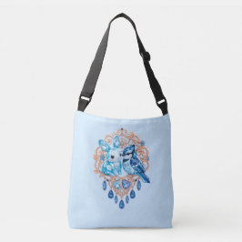Crystal Blue Bunny and Blue Jay Heart Axelväska