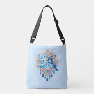 Crystal Blue Bunny and Blue Jay Heart Axelväska