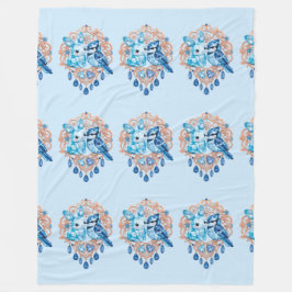 Crystal Blue Bunny and Blue Jay Heart Fleecefilt