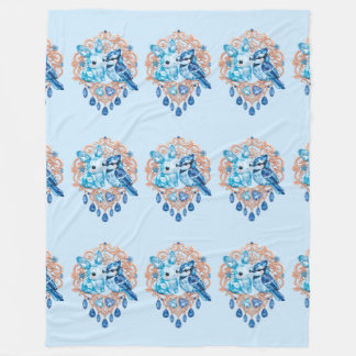 Crystal Blue Bunny and Blue Jay Heart Fleecefilt