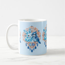 Crystal Blue Bunny and Blue Jay Heart Kaffemugg