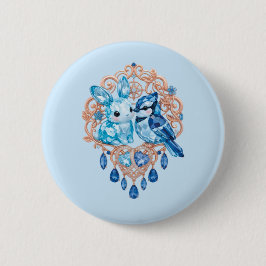 Crystal Blue Bunny and Blue Jay Heart Knapp