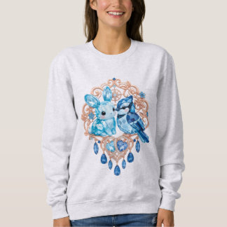 Crystal Blue Bunny and Blue Jay Heart T Shirt