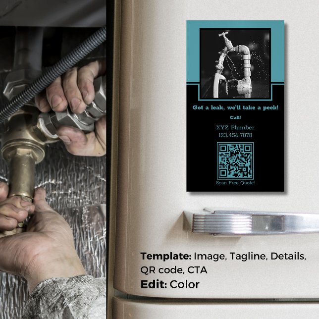 Crystal Blue 💧 🔍 Leak Detection: Anpassningsbar  Magnetiska Visitkort (Crystal Blue 💧🔍Leak Detection: Custom Plumbing Business Card Magnet)