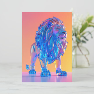 Crystal Blue Lion Blank Card Julkort