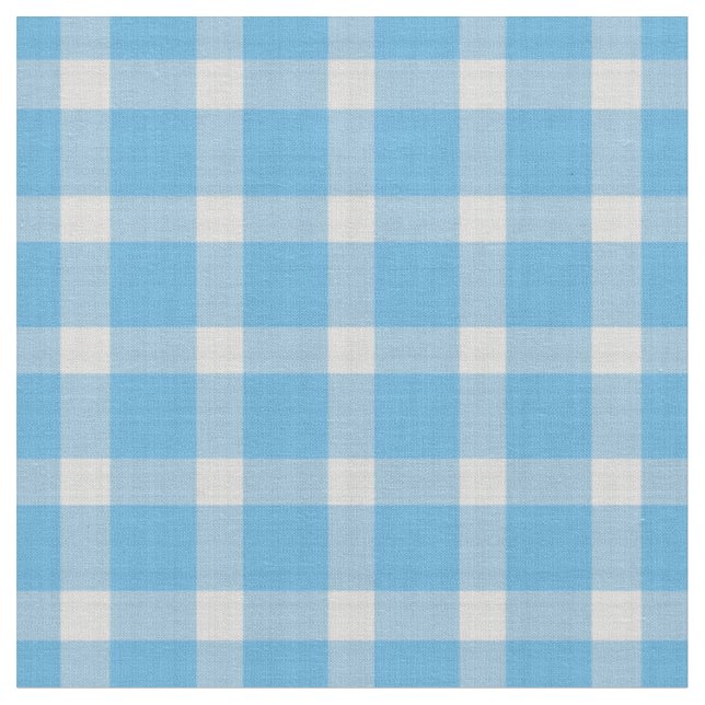Crystal Blue och vit Gingham Karo  Tyg (Närbild)