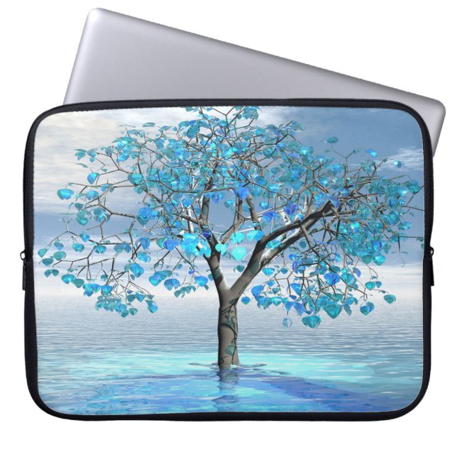 Crystal Blue Träd Laptop Fodral (Framsidan)
