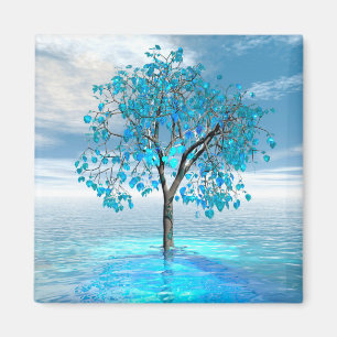 Crystal Blue Träd Magnet