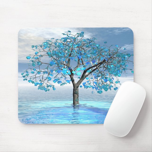Crystal Blue Träd Mouse Pad Musmatta (Med mus)